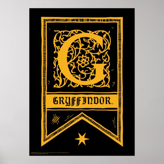 Harry Potter | Gryffindor Monogram Vlag Poster (Voorkant)