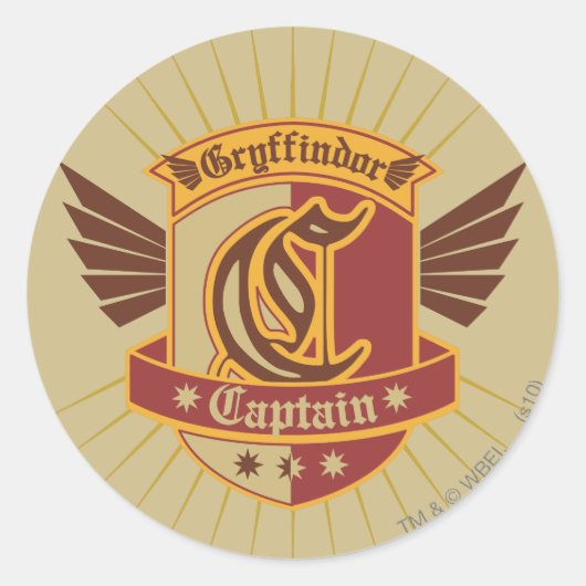 Harry Potter | Gryffindor QUIDDITCH � Kapitein Emb Ronde Sticker (Voorkant)