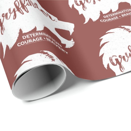 Harry Potter | GRYFFINDOR™ Silhouette Typografie Cadeaupapier (Rol Hoek)