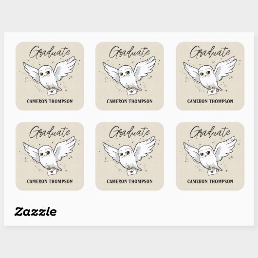 Harry Potter | Hedwig Afstuderen Vierkante Sticker (Vel)