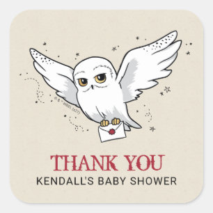 Harry Potter   Hedwig Baby shower Hartelijk dank Vierkante Sticker