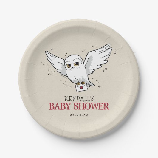 Harry Potter | Hedwig Baby shower Papieren Bordje (Voorkant)