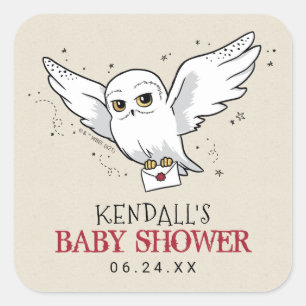 Harry Potter   Hedwig Baby Shower Vierkante Sticke Sticker