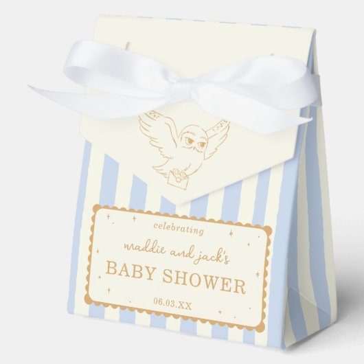 Harry Potter Hedwig Blauw Gestreepte Baby Shower Bedankdoosjes (Voorkant)