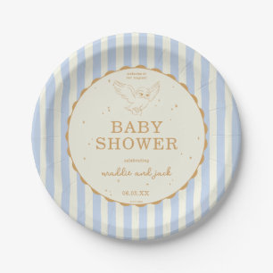 Harry Potter Hedwig Blauw Gestreepte Baby Shower Papieren Bordje