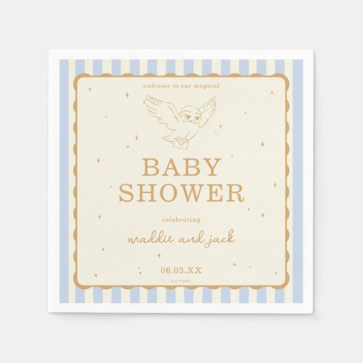 Harry Potter Hedwig Blauwe Streep Baby Shower Servet (Voorkant)