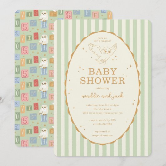 Harry Potter Hedwig Geslachtsonbekende Babyshower Kaart (Voorkant / Achterkant)