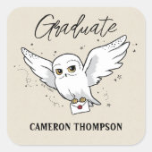 Harry Potter | Hedwig Graduation Vierkante Sticker (Voorkant)