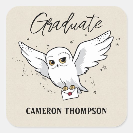 Harry Potter | Hedwig Graduation Vierkante Sticker (Voorkant)