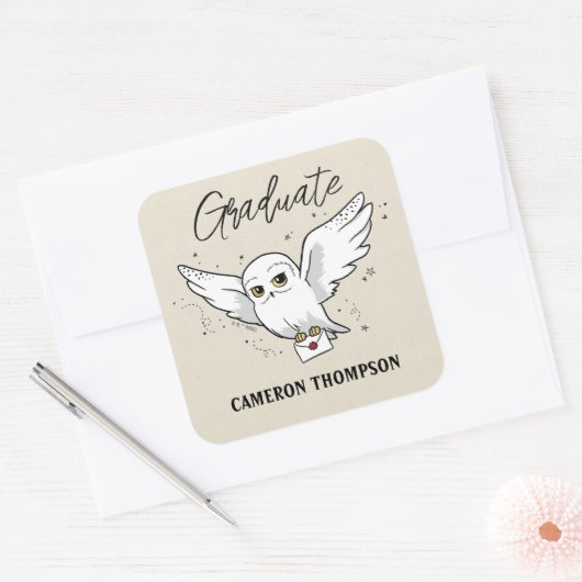 Harry Potter | Hedwig Graduation Vierkante Sticker (Envelop)