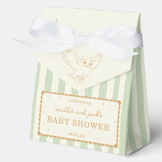Harry Potter Hedwig Groen Gestreepte Baby Shower Bedankdoosjes (Voorkant)