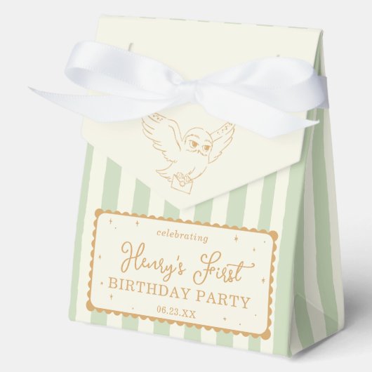 Harry Potter Hedwig Groen Gestreepte Baby Shower Bedankdoosjes (Voorkant)
