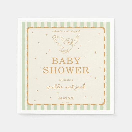 Harry Potter Hedwig Groen Gestreepte Baby Shower Servet (Voorkant)