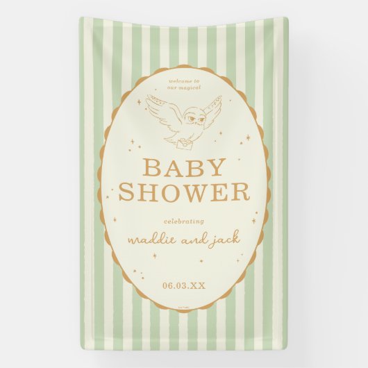 Harry Potter Hedwig Groene Streep Baby Shower Spandoek (Verticaal)