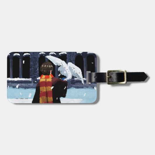 HARRY POTTER™ & Hedwig in de sneeuw Bagagelabel (Voorkant horizontaal)