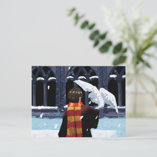 HARRY POTTER™ & Hedwig in de sneeuw Briefkaart (Staand voorkant)