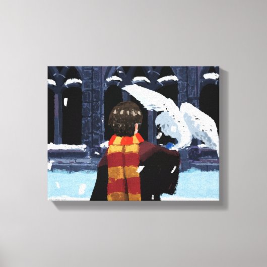 HARRY POTTER™ & Hedwig in de sneeuw Canvas Afdruk (Voorkant)