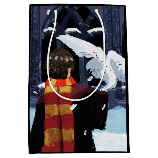 HARRY POTTER™ & Hedwig in de sneeuw Medium Cadeauzakje (Voorkant)