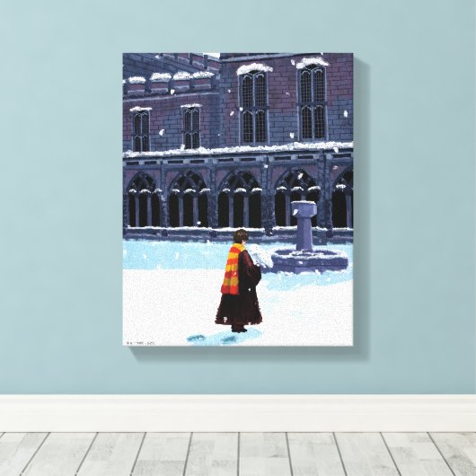 HARRY POTTER™ & Hedwig in HOGWARTS™ Courtyard Canvas Afdruk (Insitu (Houten vloer))