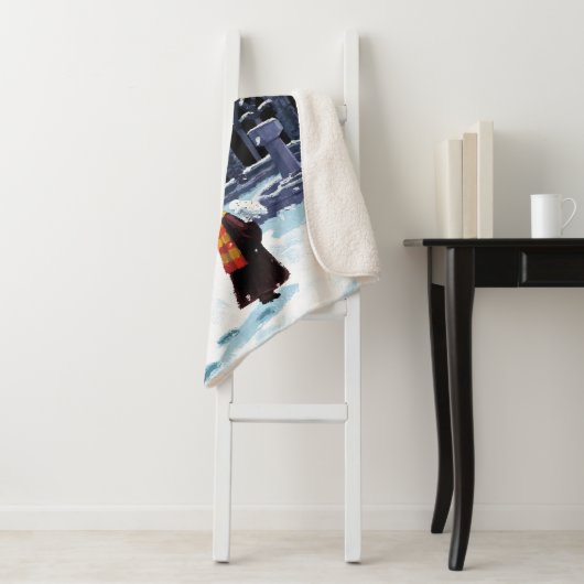 HARRY POTTER™ & Hedwig in HOGWARTS™ Courtyard Sherpa Deken (In situ)