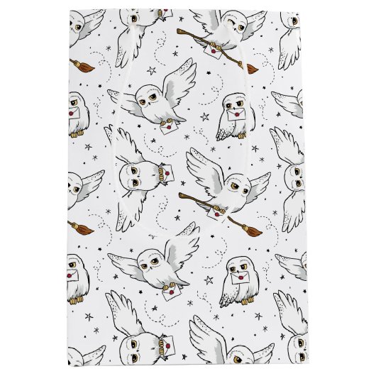 Harry Potter | Hedwig Pattern - Baby shower Medium Cadeauzakje (Voorkant)