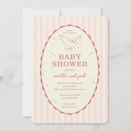 Harry Potter Hedwig Pink Stripe Baby Shower Kaart