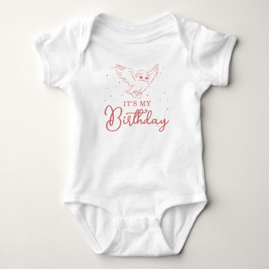 Harry Potter Hedwig Roze Magische Verjaardag Romper (Voorkant)