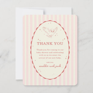 Harry Potter Hedwig Roze Streep Baby Shower Bedankkaart