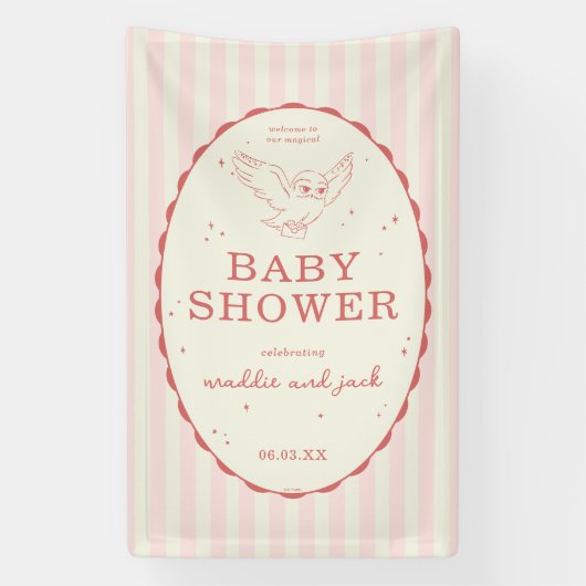 Harry Potter Hedwig Roze Streep Baby Shower Spandoek (Verticaal)