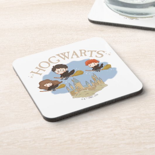 HARRY POTTER™, Hermelien & Ron Fly Over Zweinstein Bier Onderzetter (Linkerzijde)