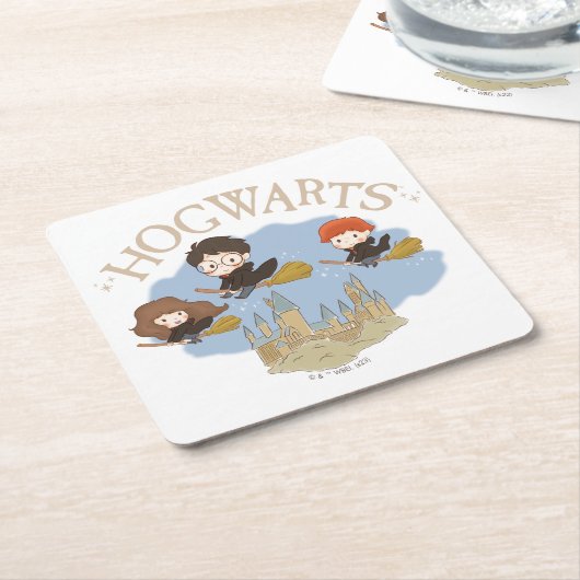 HARRY POTTER™, Hermelien & Ron Fly Over Zweinstein Kartonnen Onderzetters (Schuin)