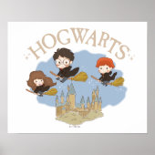 HARRY POTTER™, Hermelien & Ron Fly Over Zweinstein Poster (Voorkant)