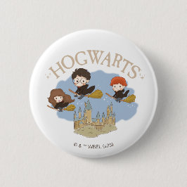 HARRY POTTER™, Hermelien & Ron Fly Over Zweinstein Ronde Button 5,7 Cm