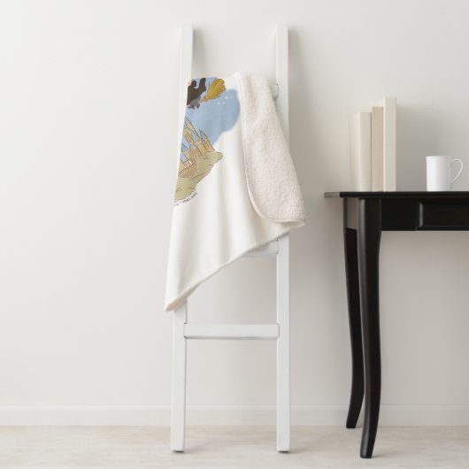 HARRY POTTER™, Hermelien & Ron Fly Over Zweinstein Sherpa Deken (In situ)