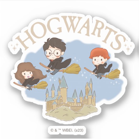 HARRY POTTER™, Hermelien & Ron Fly Over Zweinstein Sticker (Voorkant)