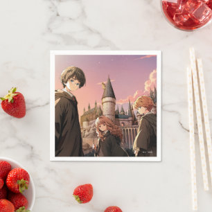 HARRY POTTER™ Hermelien & Ron HOGWARTS™ Anime Scen Servet