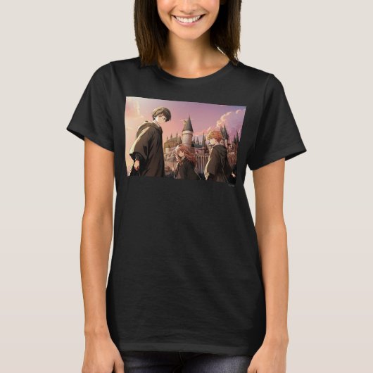 HARRY POTTER™ Hermelien & Ron HOGWARTS™ Anime Scen T-shirt (Voorkant)