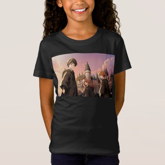 HARRY POTTER™ Hermelien & Ron HOGWARTS™ Anime Scen T-shirt (Voorkant)