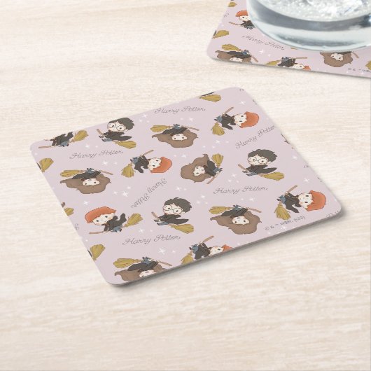 HARRY POTTER™, Hermelien & Ron Vliegpatroon Kartonnen Onderzetters (Schuin)