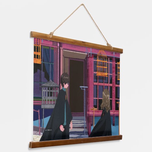 HARRY POTTER™ & Hermione bij Eeylops Owl Emporium Hangend Wandkleed (Gebogen)