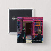 HARRY POTTER™ & Hermione bij Eeylops Owl Emporium Vierkante Button 5,1 Cm (Voorkant /achterkant)