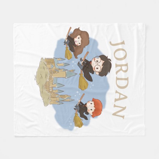 HARRY POTTER™, Hermione, & Ron Fly Over HOGWARTS™ Fleece Deken (Voorkant (Horizontaal))