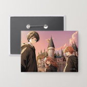 HARRY POTTER™ Hermione & Ron HOGWARTS™ Anime Scene Button (Voorkant / Achterkant)