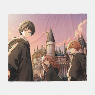 HARRY POTTER™ Hermione & Ron HOGWARTS™ Anime Scene Fleece Deken