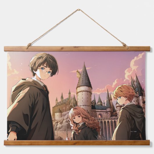 HARRY POTTER™ Hermione & Ron HOGWARTS™ Anime Scène Hangend Wandkleed (Voorkant)
