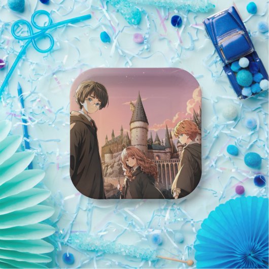 HARRY POTTER™ Hermione & Ron HOGWARTS™ Anime Scene Papieren Bordje (Feest)