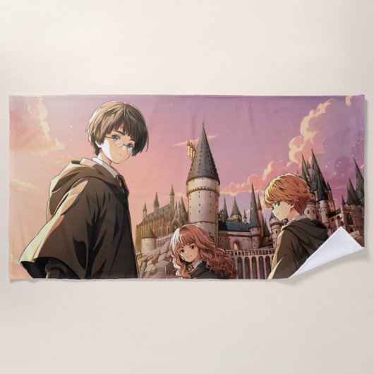 HARRY POTTER™ Hermione & Ron HOGWARTS™ Anime Scène Strandlaken (Voorkant)