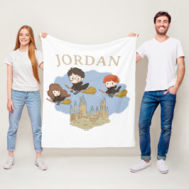 HARRY POTTER™, Hermione, & Ron vliegen over HOGWAR Fleece Deken
