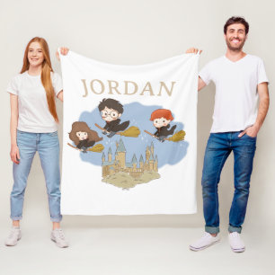 HARRY POTTER™, Hermione, & Ron vliegen over HOGWAR Fleece Deken