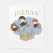 HARRY POTTER™, Hermione, & Ron vliegen over HOGWAR Fleece Deken (Voorkant)
